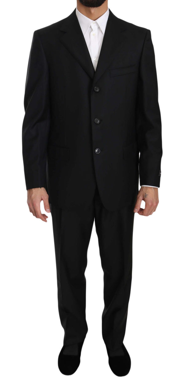 Black two Piece 3 Button Wool suit