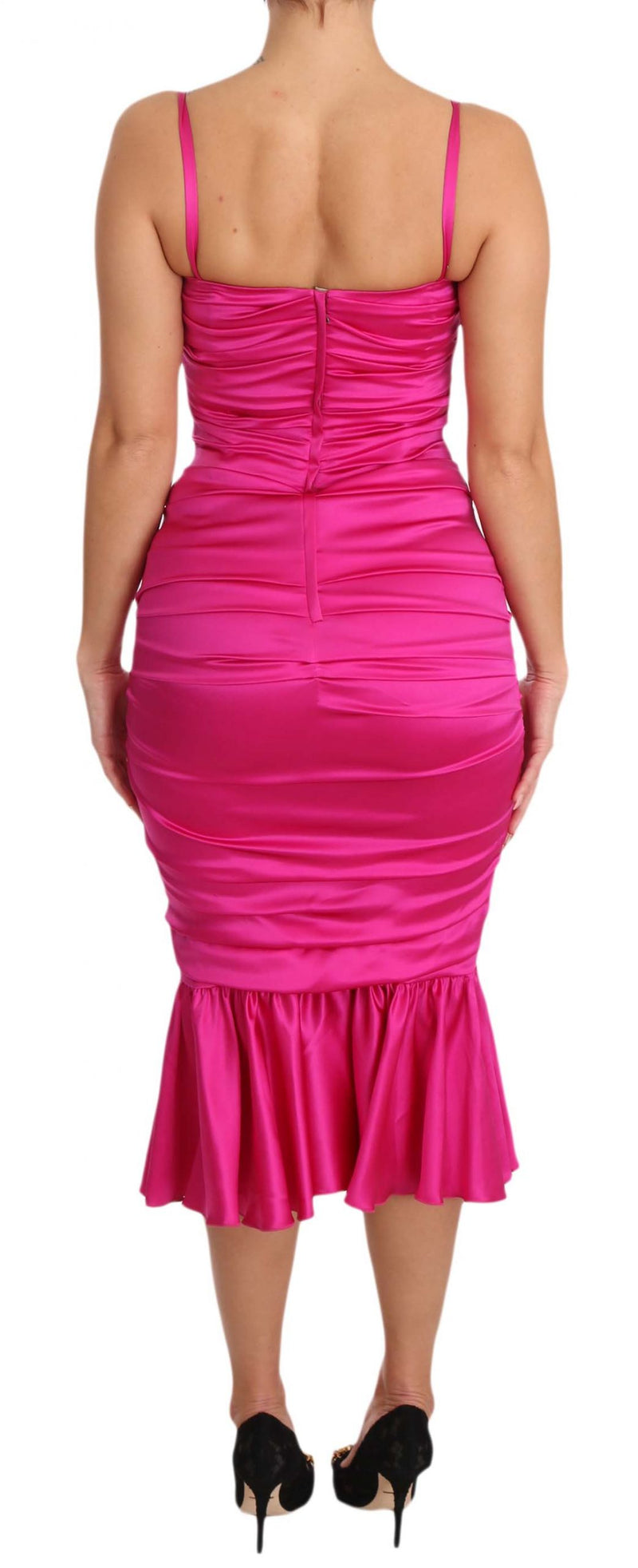 Pink Silk Stretch Sheath Flare Bodycon Dress