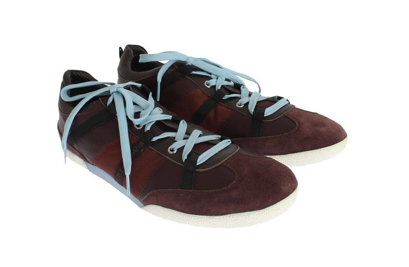 Bordeaux Leather Casual Men's Designer Sneakers