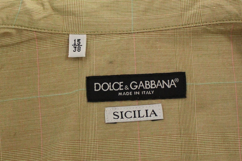 Beige Checkered SICILIA Fit Logo Casual Shirt