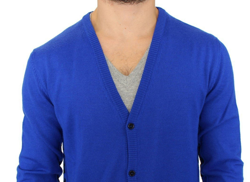 Blue wool cardigan sweater
