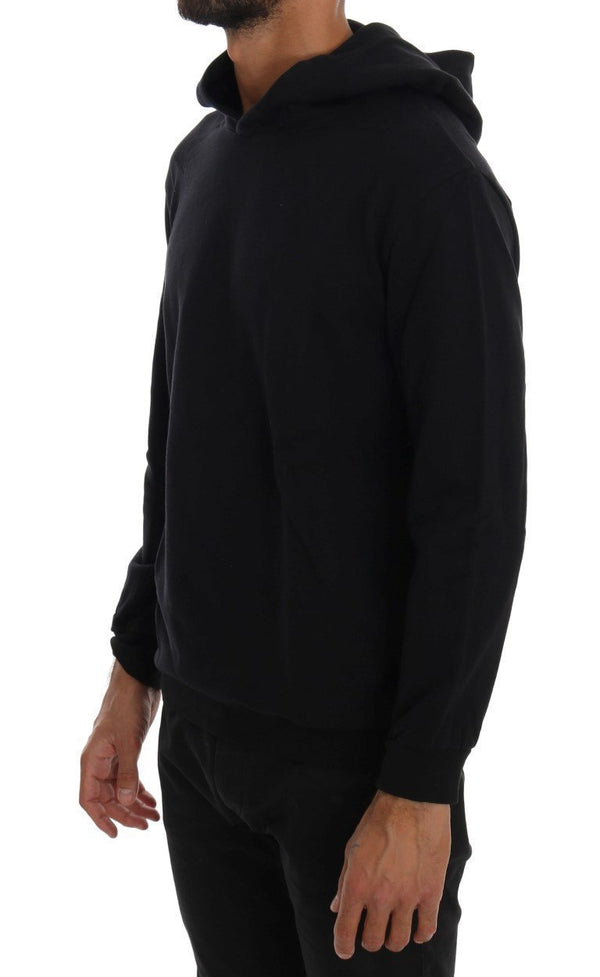 Black Sport Casual Hooded Cotton Sweater