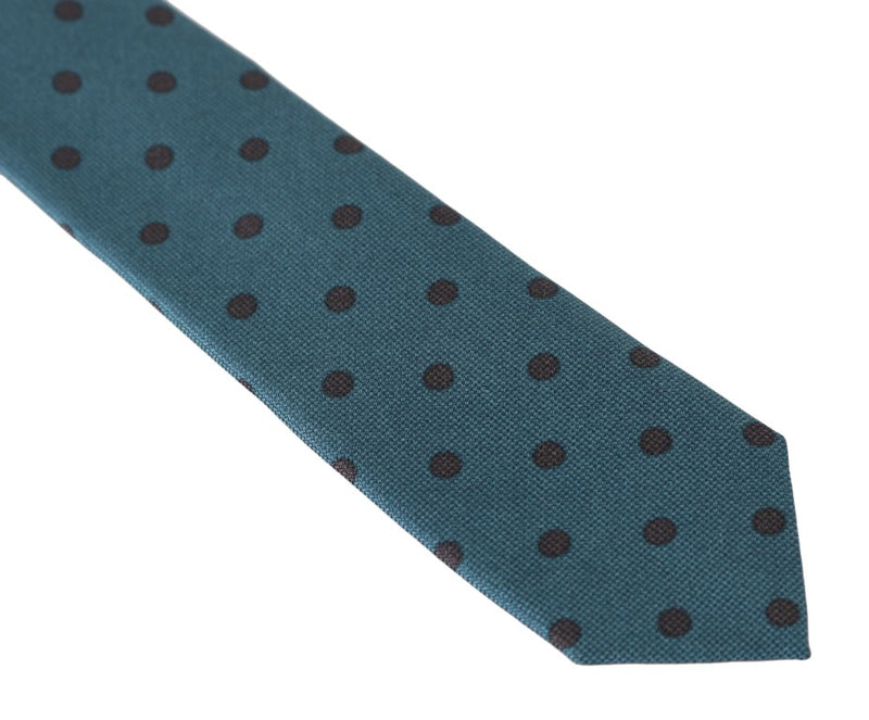 Aquamarine Silk Polka Dot Print Slim Tie