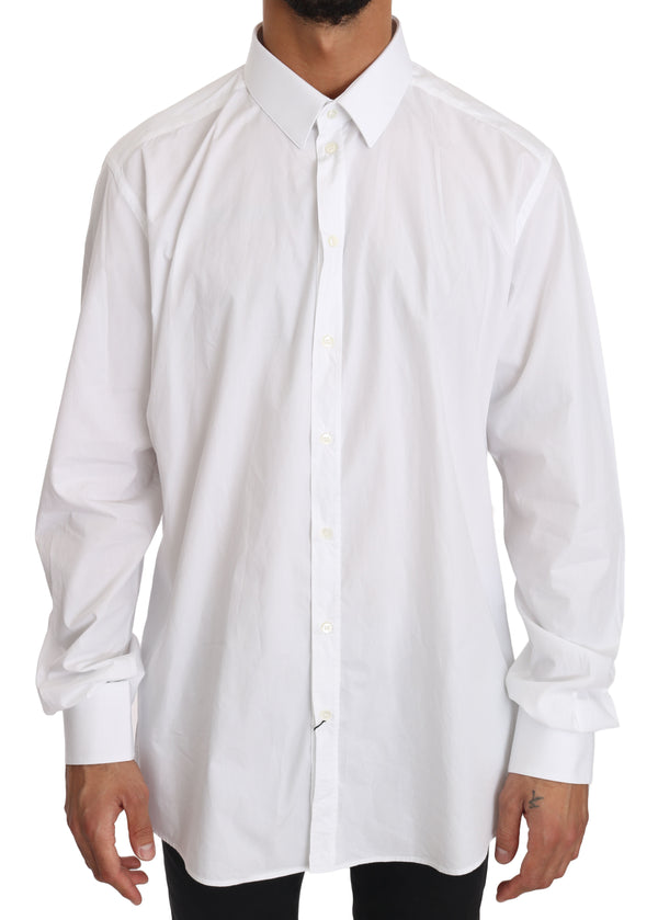 White Solid Cotton GOLD Dress Shirt