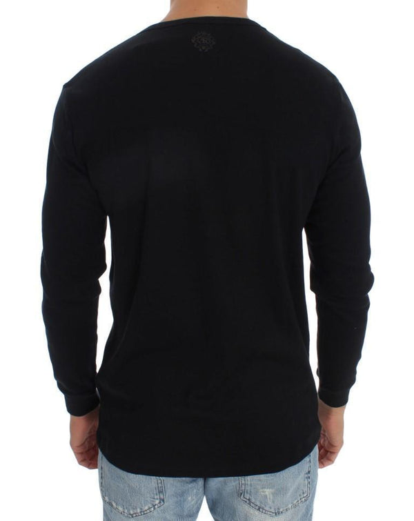 Black Cotton V-neck Sweater