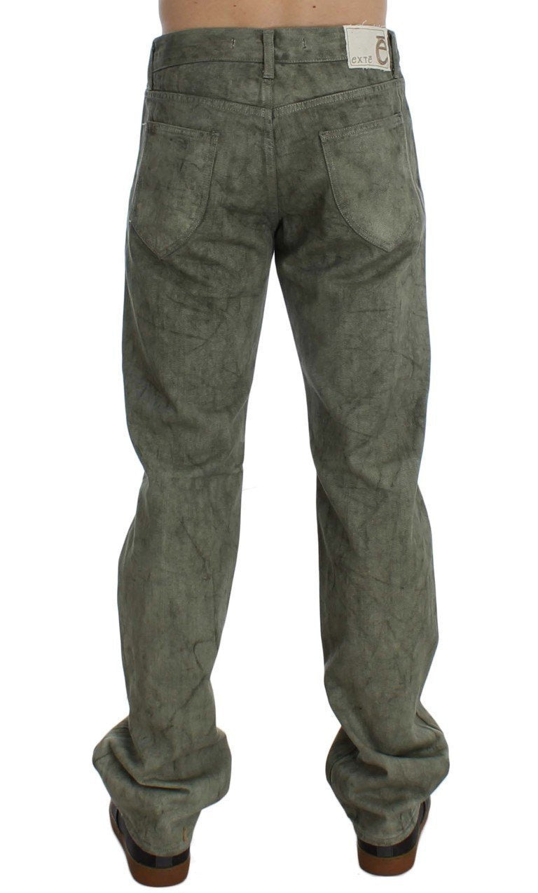 Green Cotton Regular Fit Jeans