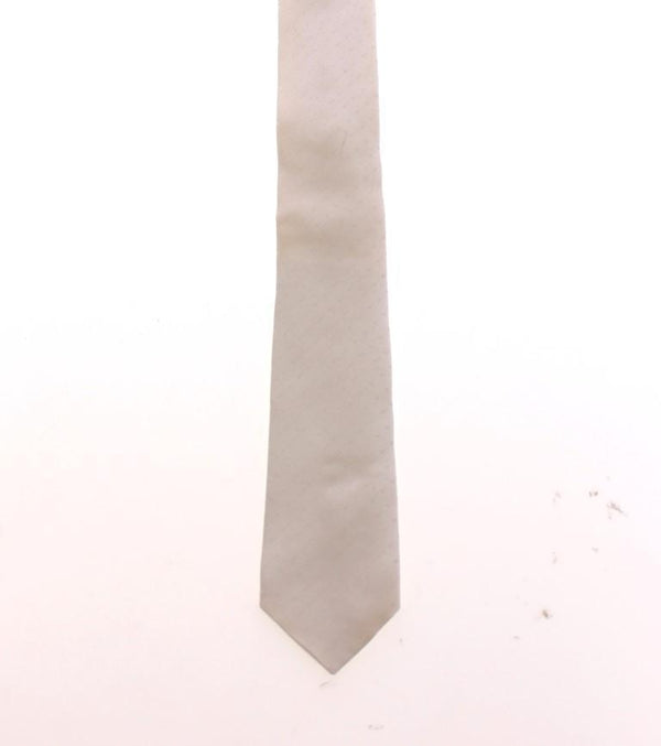 White Silk Pattern Slim Neck Tie