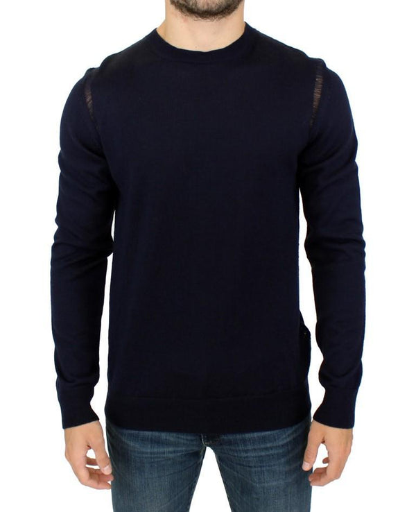 Blue wool crewneck pullover sweater