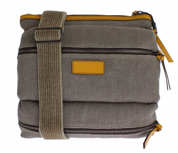 Gray Denim Leather Crossbody Shoulder Bag