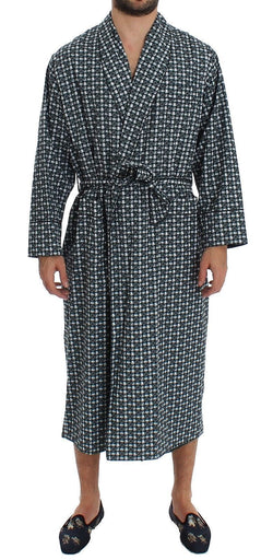 Green Hat Print Cotton Robe Coat Nightgown