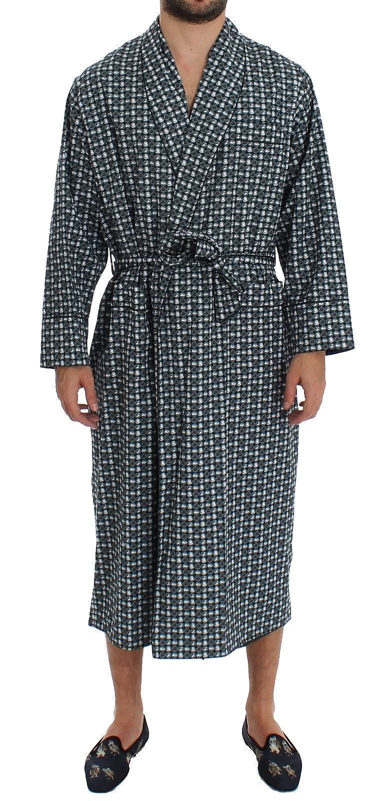 Green Hat Print Cotton Robe Coat Nightgown