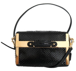 Purse GILDA Black Python Snakeskin Shoulder Gold