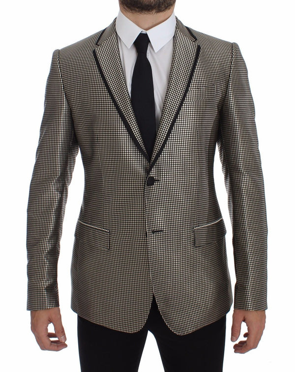 Black Silk Slim Two Button Blazer