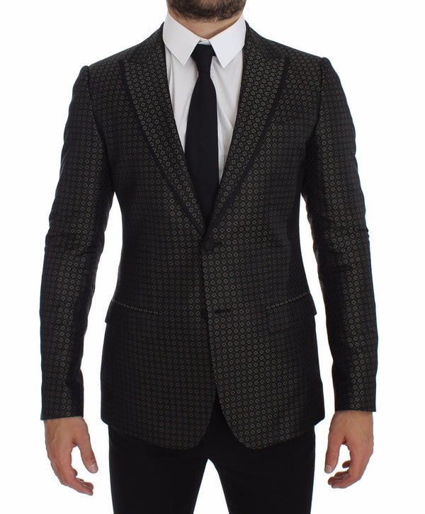 Green Silk Slim Two Button Blazer