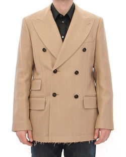 Beige Double Breasted Coat Jacket