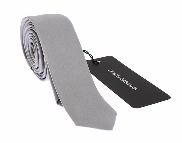 Silver Gray Solid Silk Slim Tie