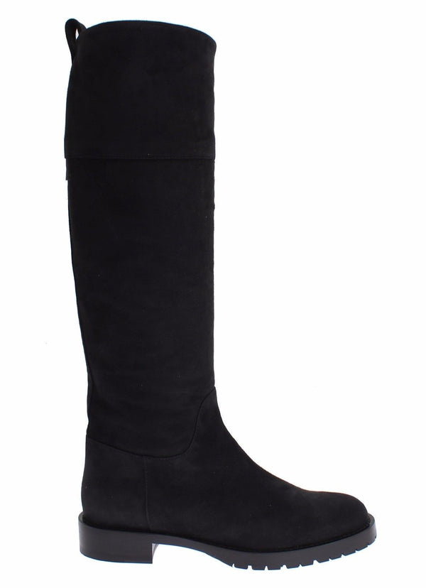 Gray Suede Goatskin Flat Boots
