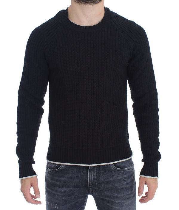 Blue Cotton Silk Knitted Sweater