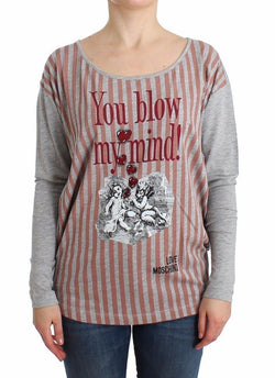 Gray striped longsleeved cotton top