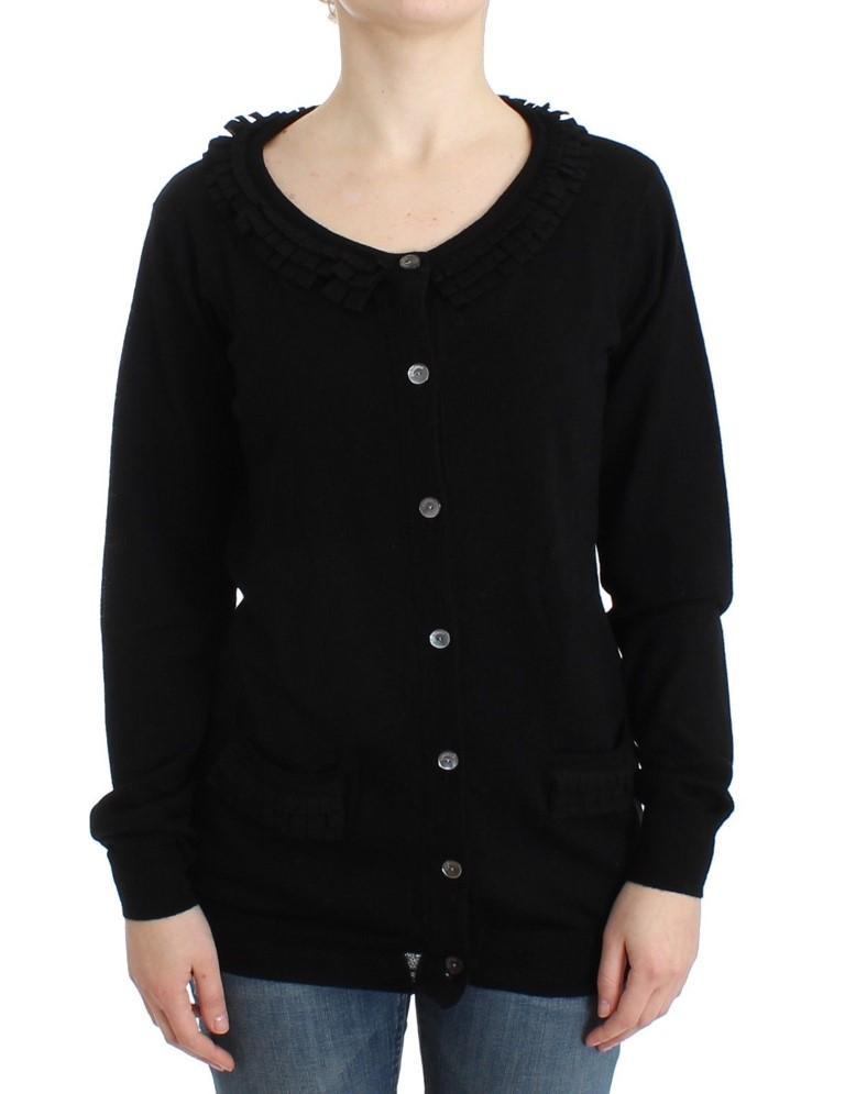 Black wool cardigan