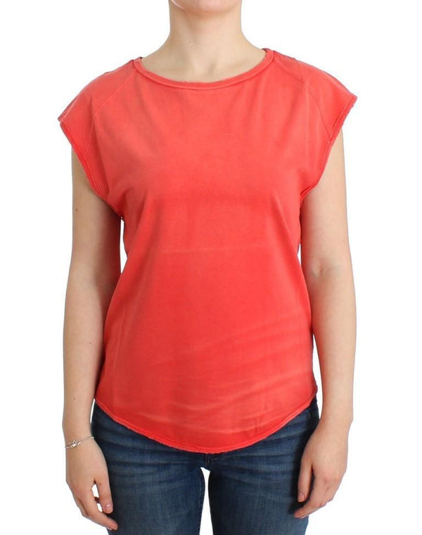 Orange cap sleeve cotton t-shirt