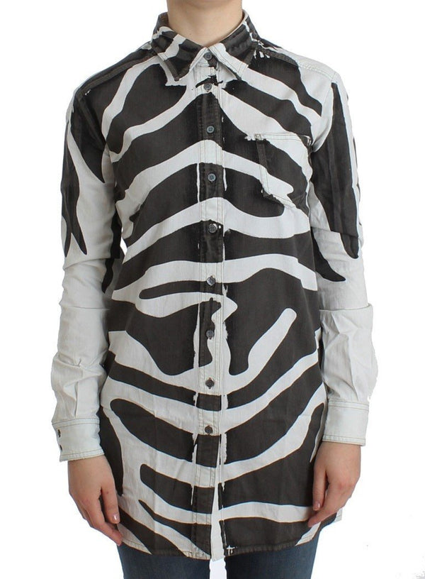 White zebra long cotton shirt