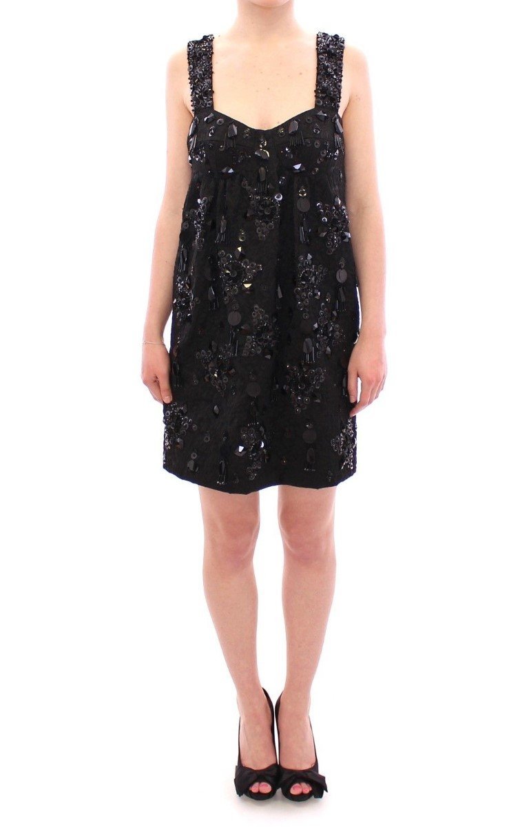 Black Sequin Dress sparkly dress with floral crystal sequins, glitter dress