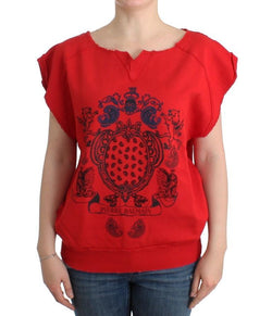 Red printed shortsleeved sweatshirt