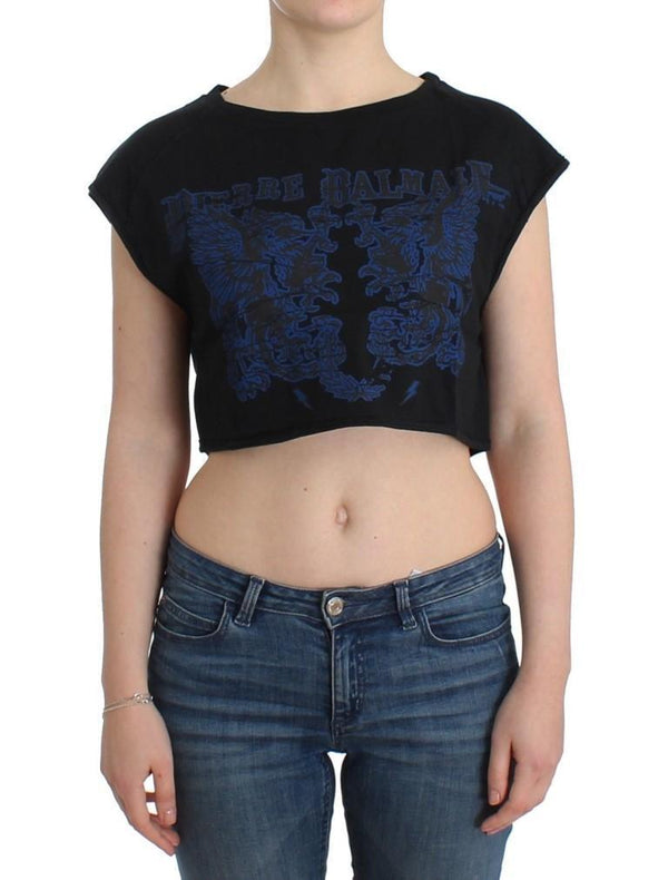 Black branded crop top