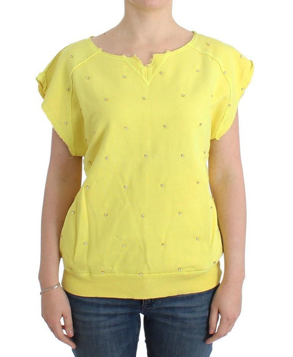 Yellow embellished cotton sweatshirt