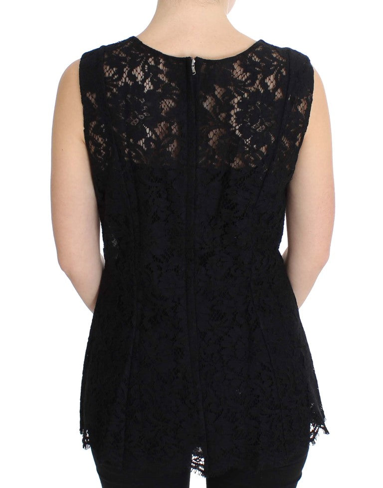 Black Floral Lace Embroidered Blouse
