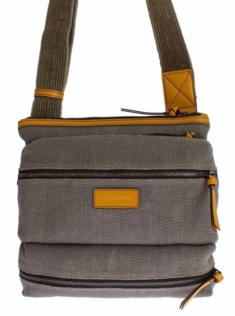 Gray Denim Leather Crossbody Shoulder Bag