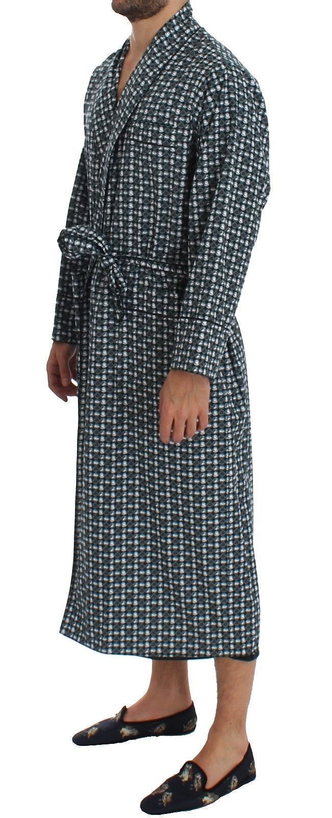 Green Hat Print Cotton Robe Coat Nightgown