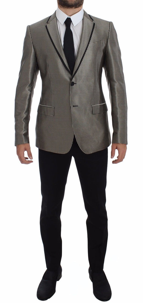 Black Silk Slim Two Button Blazer