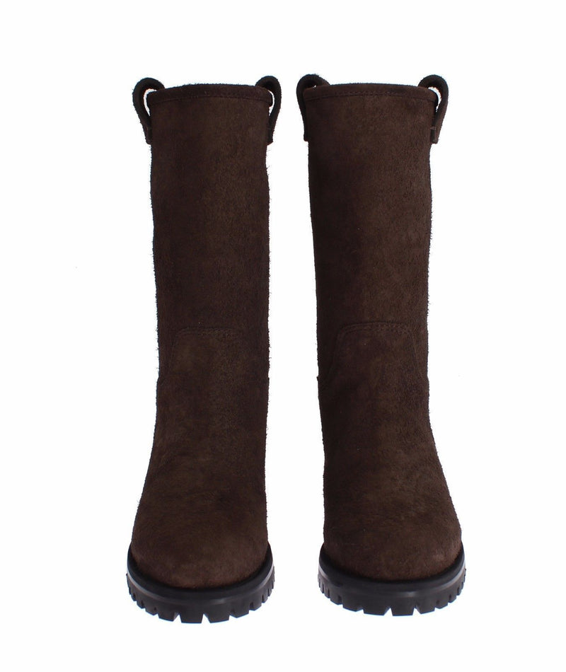 Brown Boots Leather Mid Calf