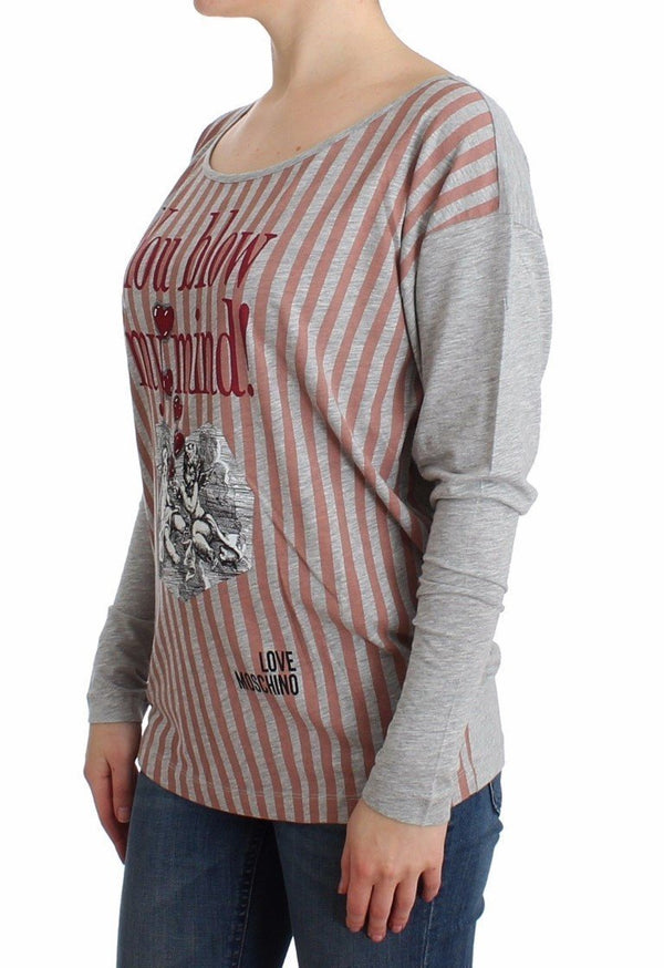 Gray striped longsleeved cotton top