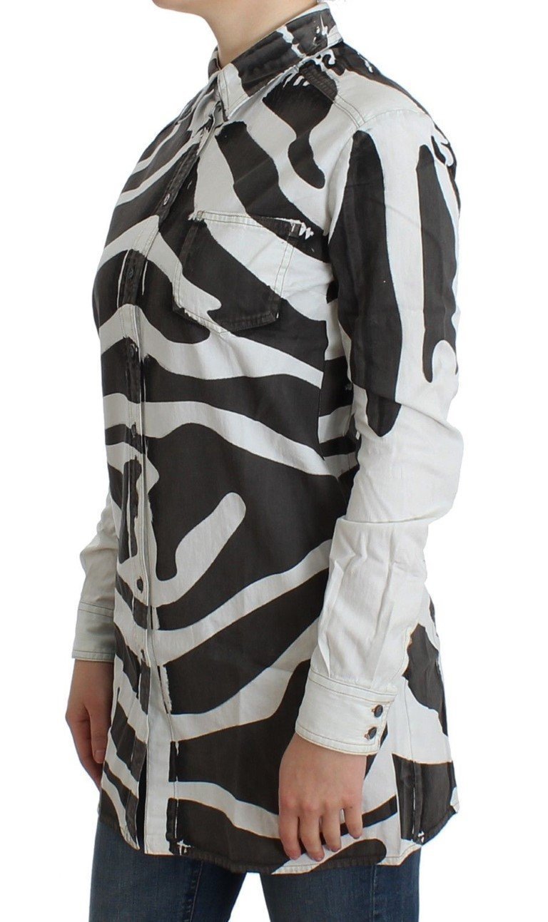 White zebra long cotton shirt