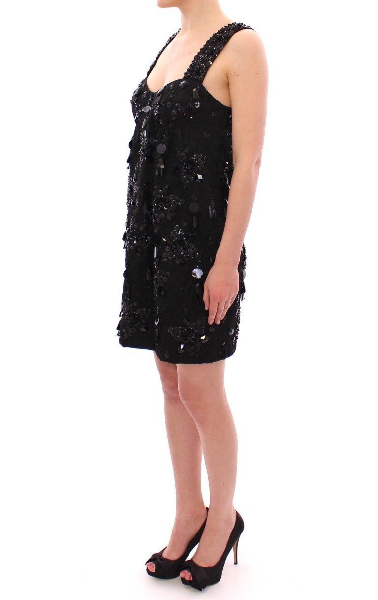 Black Sequin Dress sparkly dress with floral crystal sequins, glitter dress