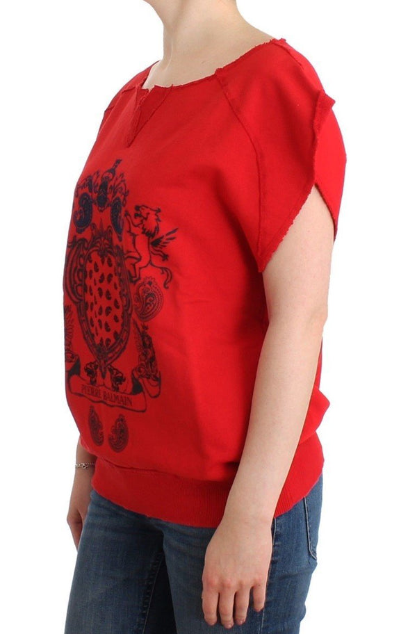 Red printed shortsleeved sweatshirt