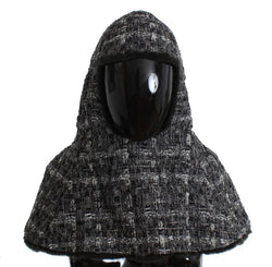 Gray Weasel Fur Crochet Hood Scarf Hat