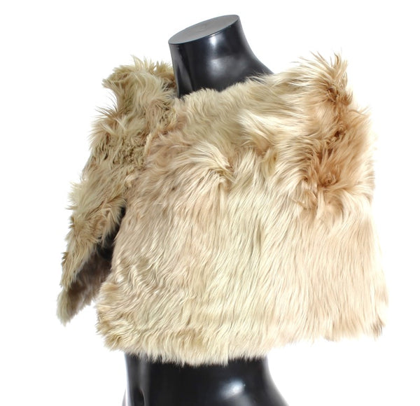 Beige Alpaca Fur Shoulder Wrap Scarf Shawl