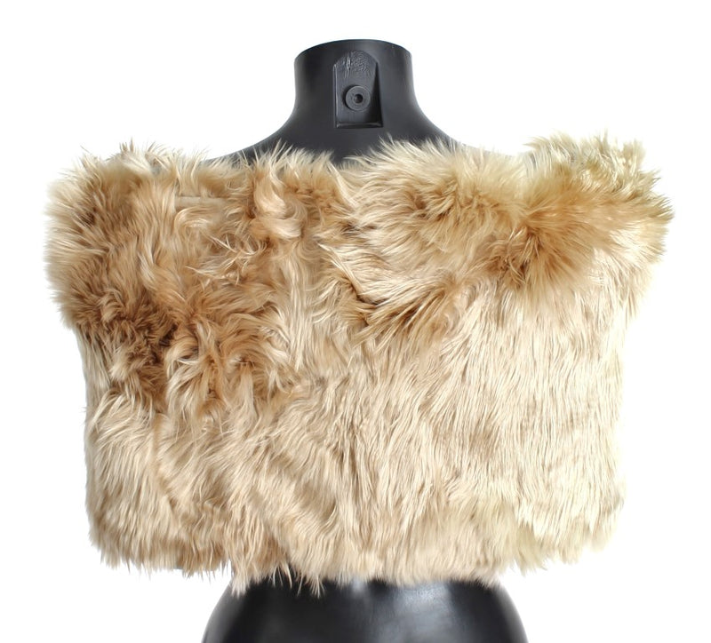 Beige Alpaca Fur Shoulder Wrap Scarf Shawl