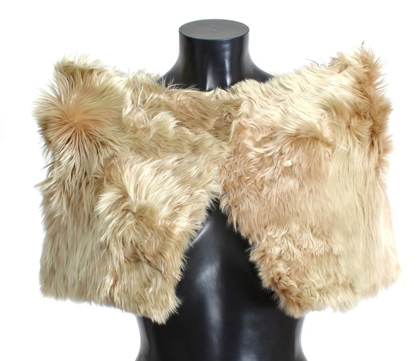 Beige Alpaca Fur Shoulder Wrap Scarf Shawl