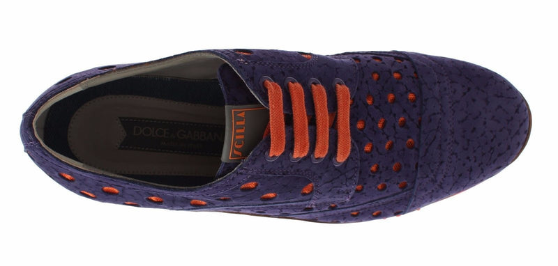 Sneaker Shoes Purple Leather Orange Sport