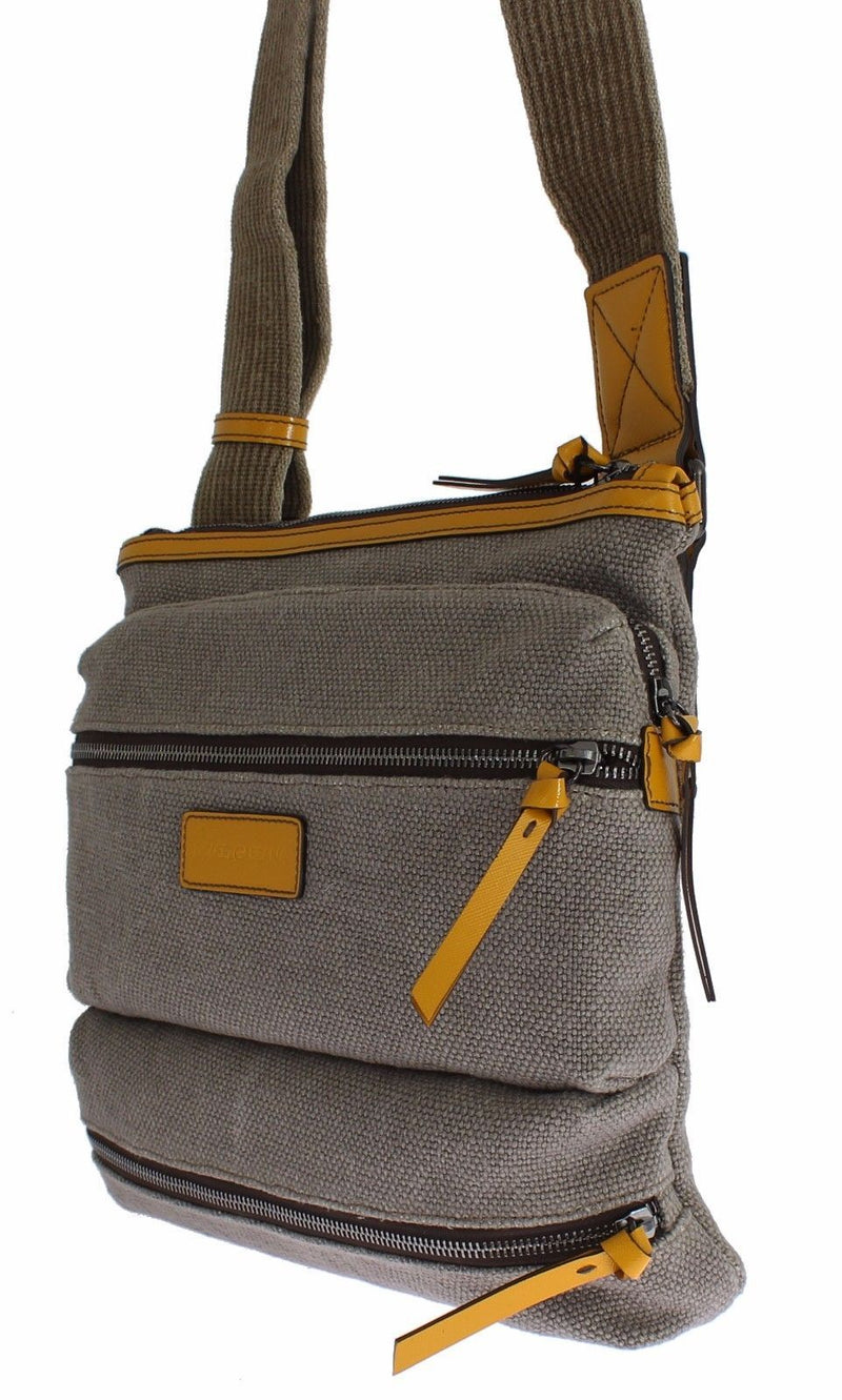 Gray Denim Leather Crossbody Shoulder Bag