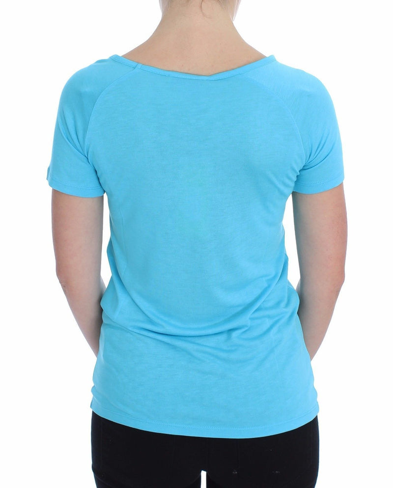 Blue Crew-neck Studded T-shirt