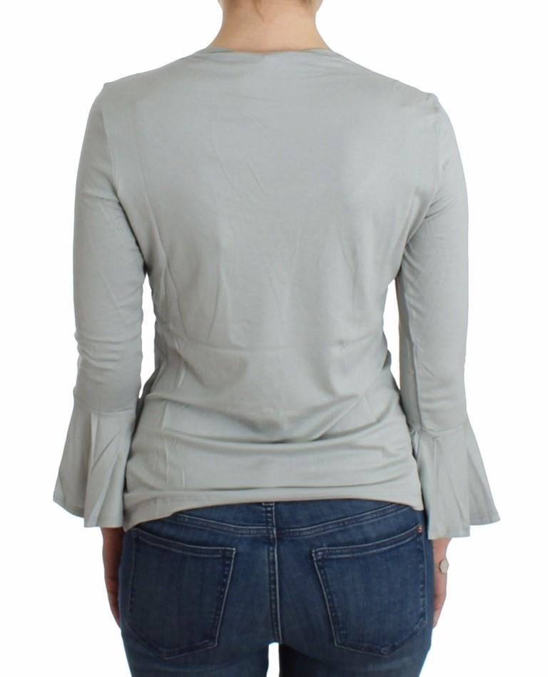 Gray jersey print top blouse