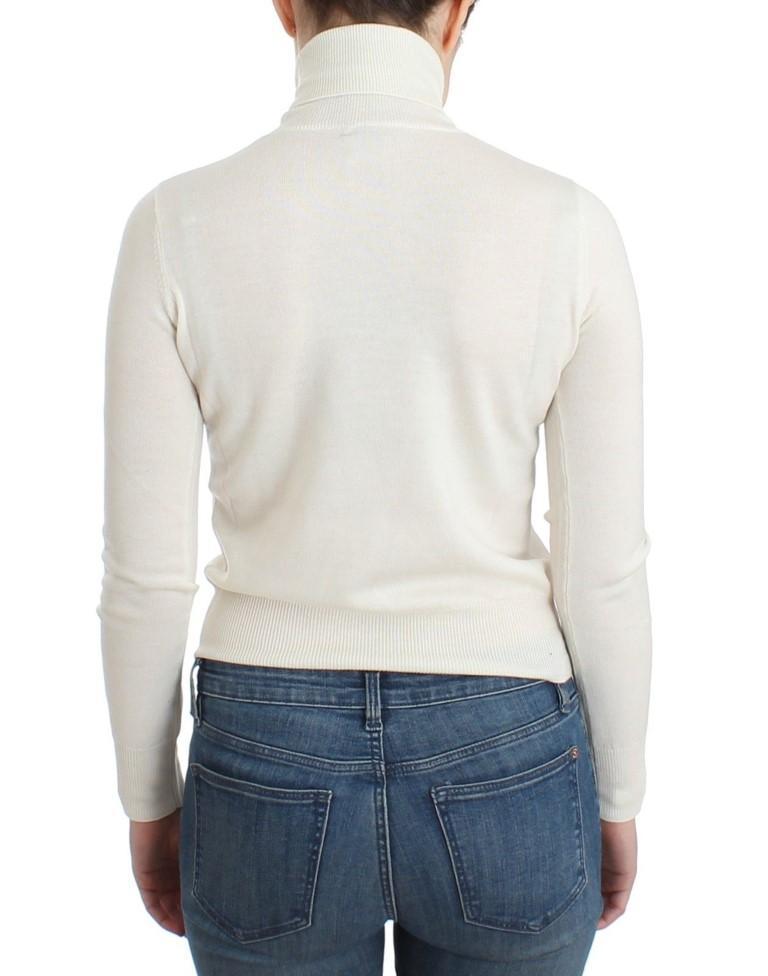 White wool turtleneck sweater