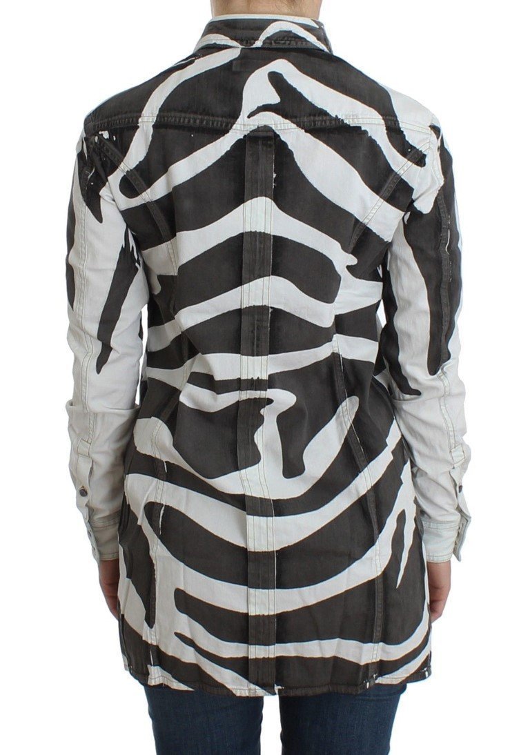 White zebra long cotton shirt