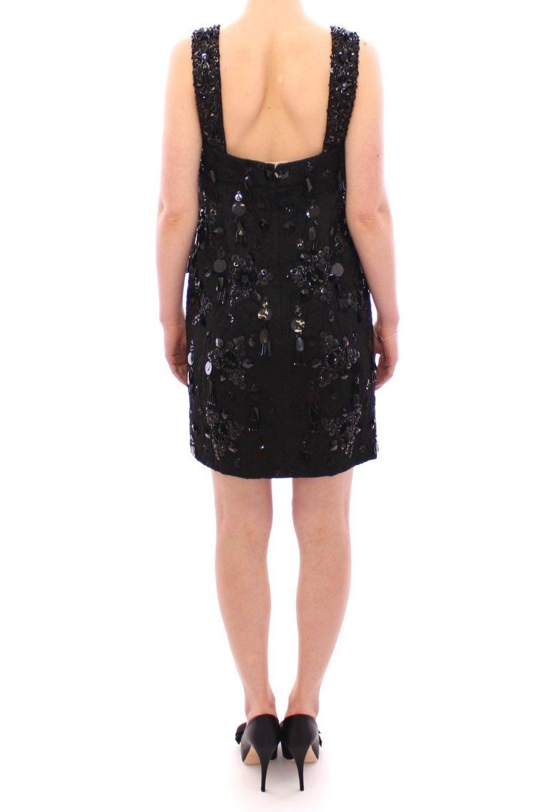 Black Sequin Dress sparkly dress with floral crystal sequins, glitter dress